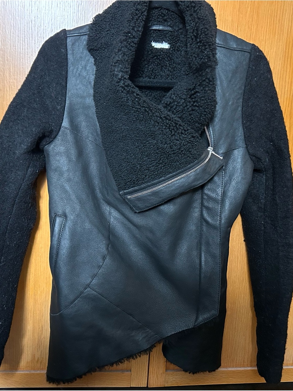 Anne Vest Furhouse Copenaghen Real Leather Sherpa Jacket